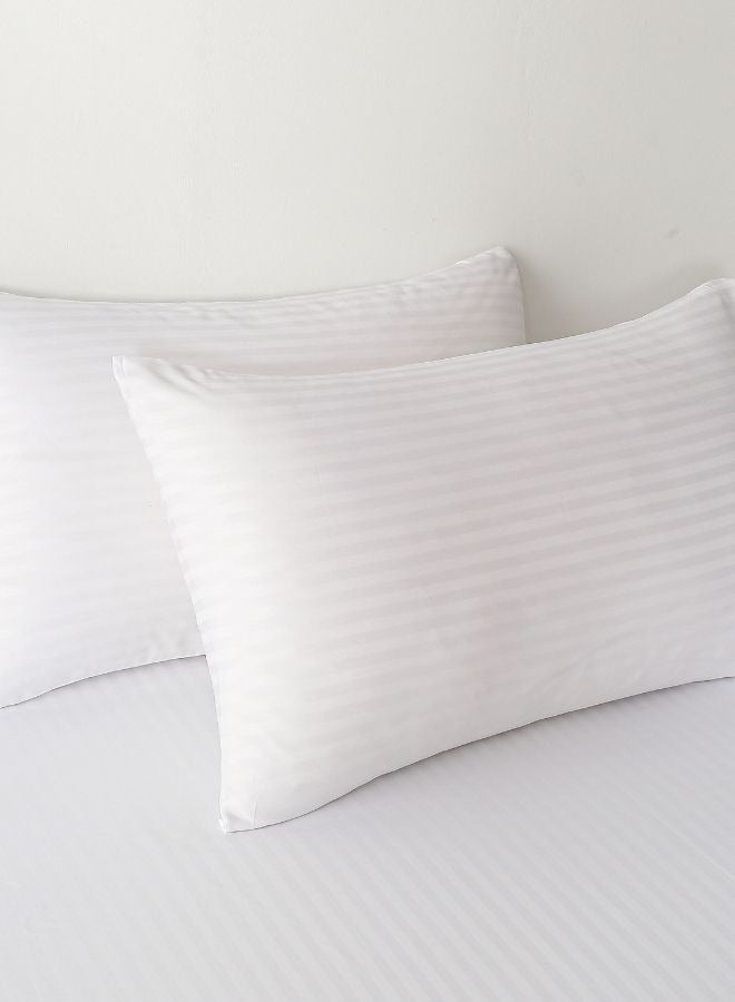 LUNA Home Satin Stripped Single Size 4 Piece ( 1 duvet cover - 160*210cm, 1 sheet - 100*200+30cm. 2 pillowcases - 50*75cm.) Bed Linen White Bedding Set. Suitable for single bed mattress. - Image 3